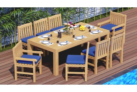 9 PC Dining Set - 86" Rectangle Table & 8 Devon Chairs (2 Arms + 6 Armless) 