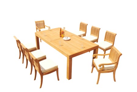 9 PC Dining Set - 86" Rectangle Table & 8 Giva Chairs (2 Arms + 6 Armless) 