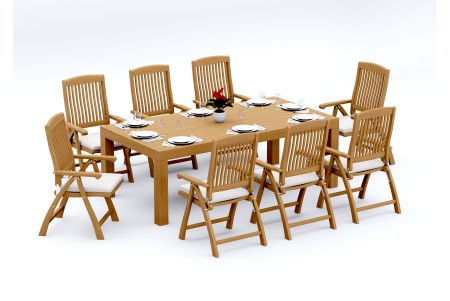 9 PC Dining Set - 86" Rectangle Table & 8 Marley Arm Chairs 