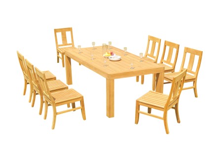 9 PC Dining Set - 86" Rectangle Table & 8 Osbo Armless Chairs 