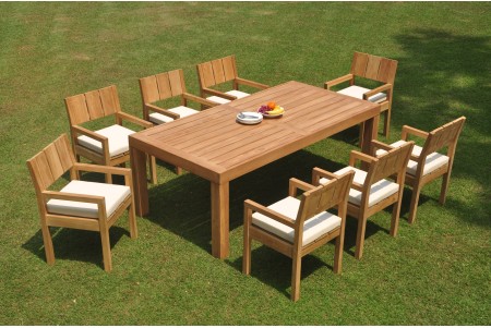 9 PC Dining Set - 86" Rectangle Table & 8 Vera Arm Chairs 