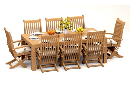 9 PC Dining Set - 86" Rectangle Table & 8 Warwick Arm Chairs 