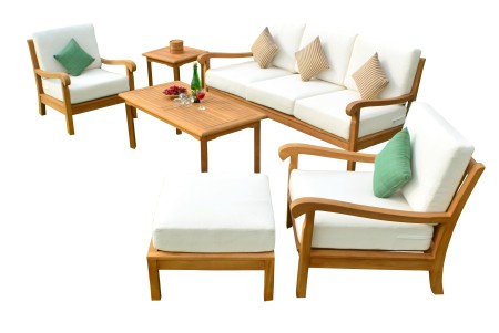 6 PC Napa Sofa Set - 3 Seater Sofa, 2 Lounge Chairs, 1 Ottoman, 1 Coffee Table and 1 Side Table