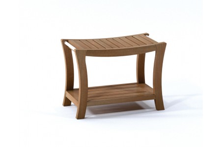 24" Paris Teak Shower Bench with Shelf