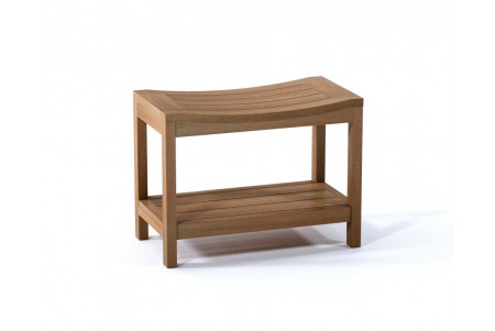 24" Praha Teak Shower Bench with Shelf