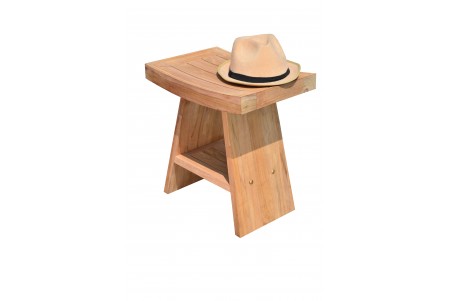 17.75" Teak Shower Stool with Shelf