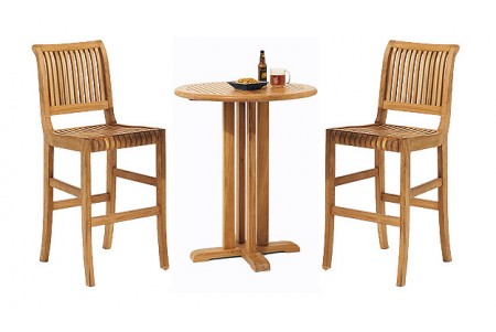 Teak Giva Bar Set (36" Round Table + 2 Armless Chairs)