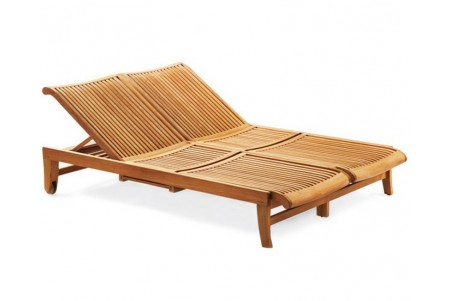Teak Giva Double Chaise Lounger