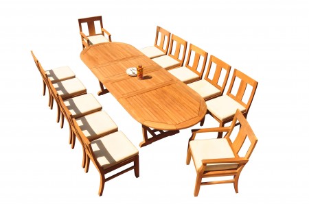 13 PC Dining Set - 117" Double Extension Masc Oval Table & 12 Osbo Chairs (2 Arms + 10 Armless)