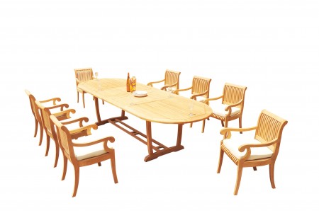 9 PC Dining Set - 117" Double Extension Masc Oval Table & 8 Giva Arm Chairs