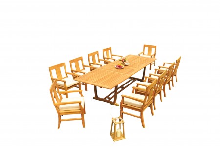11 PC Dining Set - 117" Double Extension Masc Rectangle Table & 10 Osbo Arm Chairs