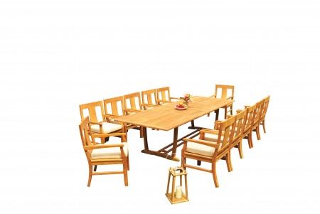 13 PC Dining Set - 117" Double Extension Masc Rectangle Table & 12 Osbo Arm Chairs