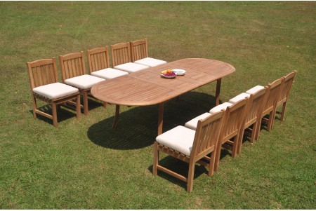 11 PC Dining Set - 117" Double Extension Oval Table & 10 Devon Armless Chairs