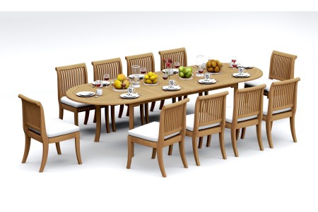11 PC Dining Set - 117" Double Extension Oval Table & 10 Giva Armless Chairs