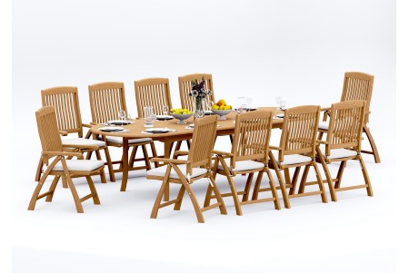 11 PC Dining Set - 117" Double Extension Oval Table & 10 Marley Arm Chairs