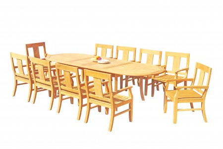 11 PC Dining Set - 117" Double Extension Oval Table & 10 Osbo Arm Chairs