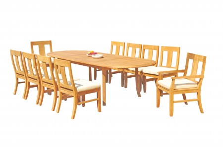 11 PC Dining Set - 117" Double Extension Oval Table & 10 Osbo Chairs (2 Arms + 8 Armless)
