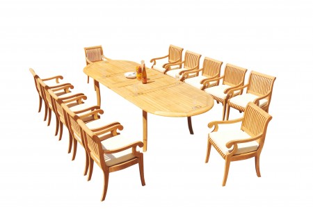 13 PC Dining Set - 117" Double Extension Oval Table & 12 Giva Arm Chairs