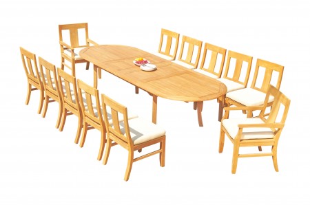 13 PC Dining Set - 117" Double Extension Oval Table & 12 Osbo Chairs (2 Arms + 10 Armless)