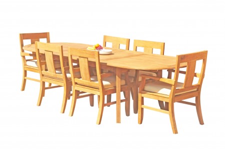 7 PC Dining Set - 94" Double Extension Oval Table & 6 Osbo Arm Chairs