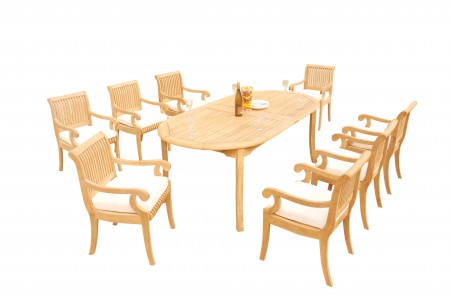 9 PC Dining Set - 117" Double Extension Oval Table & 8 Giva Arm Chairs