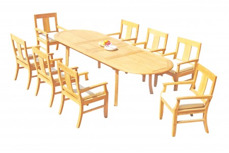 9 PC Dining Set - 117" Double Extension Oval Table & 8 Osbo Arm Chairs