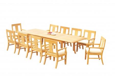 11 PC Dining Set - 117" Double Extension Rectangle Table & 10 Osbo Arm Chairs