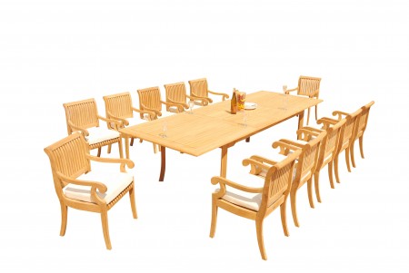 13 PC Dining Set - 117" Double Extension Rectangle Table & 12 Giva Arm Chairs