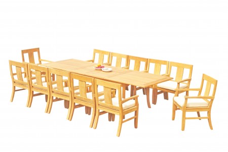 13 PC Dining Set - 117" Double Extension Rectangle Table & 12 Osbo Arm Chairs