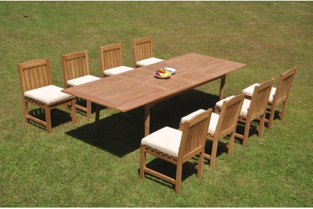 9 PC Dining Set - 117" Double Extension Rectangle Table & 8 Devon Armless Chairs