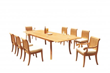 9 PC Dining Set - 117" Double Extension Rectangle Table & 8 Giva Chairs (2 Arms + 6 Armless)