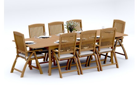 9 PC Dining Set - 117" Double Extension Rectangle Table & 8 Marley Arm Chairs