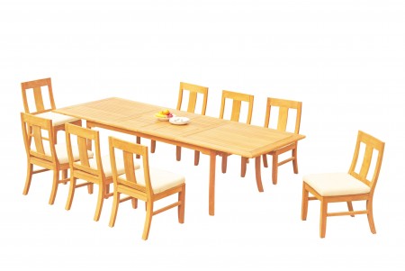 9 PC Dining Set - 117" Double Extension Rectangle Table & 8 Osbo Armless Chairs