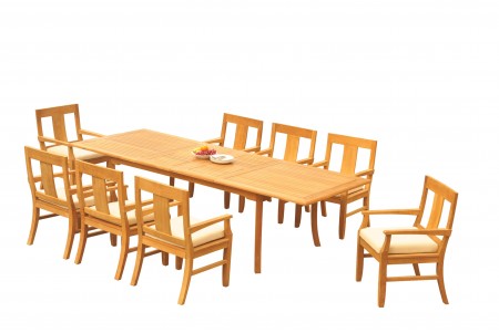 9 PC Dining Set - 117" Double Extension Rectangle Table & 8 Osbo Arm Chairs