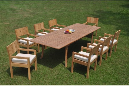 9 PC Dining Set - 117" Double Extension Rectangle Table & 8 Vera Arm Chairs