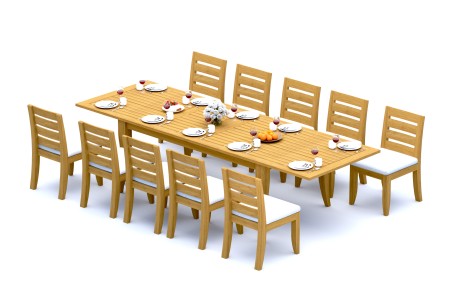 11 PC Dining Set - 122" Atnas Rectangle Table & 10 Atnas Armless Chairs