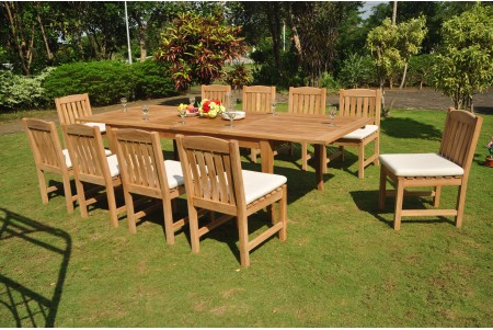 11 PC Dining Set - 122" Atnas Rectangle Table & 10 Devon Armless Chairs