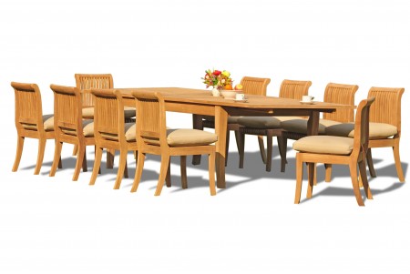 11 PC Dining Set - 122" Atnas Rectangle Table & 10 Giva Armless Chairs