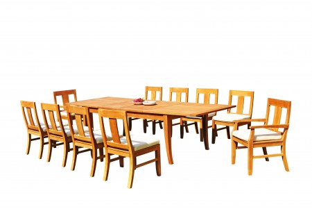 11 PC Dining Set - 122" Atnas Rectangle Table & 10 Osbo Chairs (2 Arms + 8 Armless)