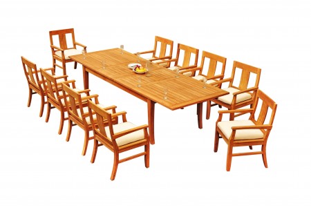 11 PC Dining Set - 122" Atnas Rectangle Table & 10 Osbo Arm Chairs