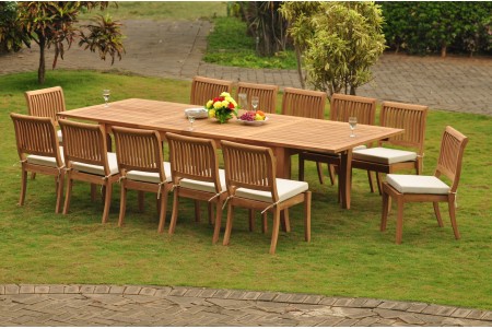 13 PC Dining Set - 122" Atnas Rectangle Table & 12 Arbor Stacking Armless Chairs
