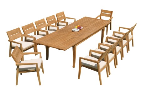 13 PC Dining Set - 122" Atnas Rectangle Table & 12 Cellore Stacking Arm Chairs