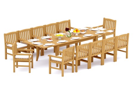 13 PC Dining Set - 122" Atnas Rectangle Table & 12 Devon Arm Chairs