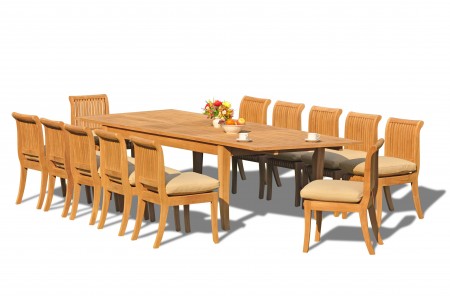 13 PC Dining Set - 122" Atnas Rectangle Table & 12 Giva Armless Chairs