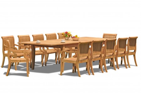 13 PC Dining Set - 122" Atnas Rectangle Table & 12 Giva Arm Chairs