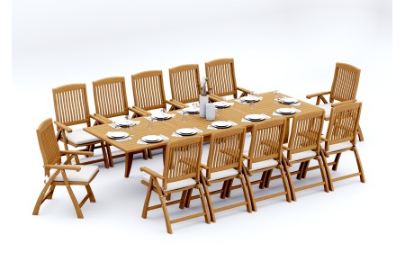 13 PC Dining Set - 122" Atnas Rectangle Table & 12 Marley Arm Chairs