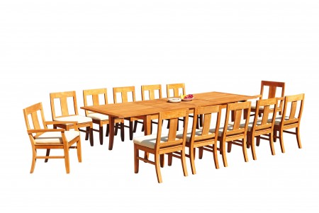 13 PC Dining Set - 122" Atnas Rectangle Table & 12 Osbo Chairs (2 Arms + 10 Armless)