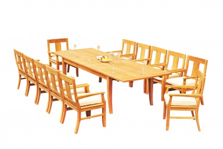 13 PC Dining Set - 122" Atnas Rectangle Table & 12 Osbo Arm Chairs