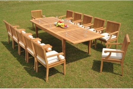 13 PC Dining Set - 122" Atnas Rectangle Table & 12 Sack Arm Chairs
