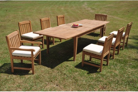 9 PC Dining Set - 122" Atnas Rectangle Table & 8 Devon Chairs (2 Arms + 6 Armless)